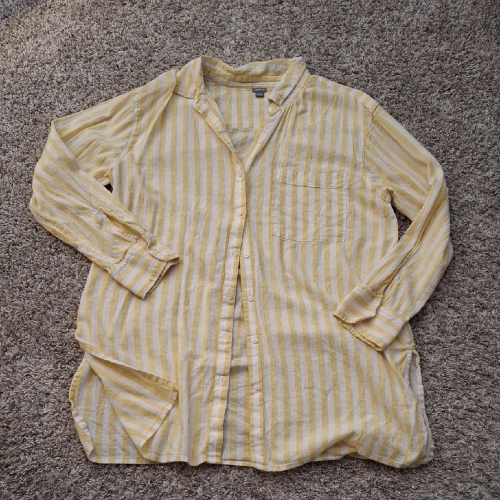Yellow Striped Button-Up Shirt